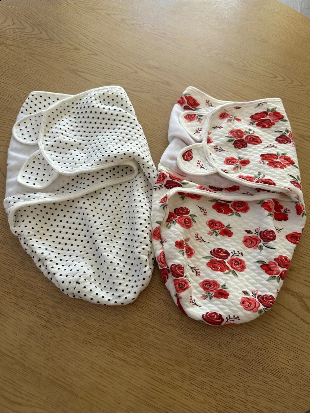 Swaddle Wrap Set for Babies - White Polka Dot & White Red Floral 0-3 months